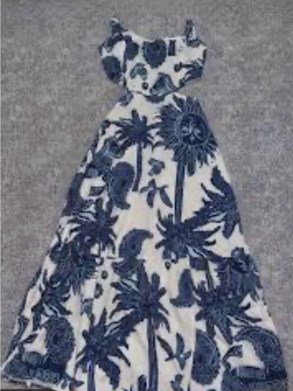 Navy & White Tropical Print Maxi Dress